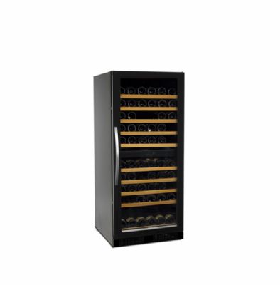 Cave  vin professionnelle noire bi-temprature avec une porte vitre - 110 bouteilles