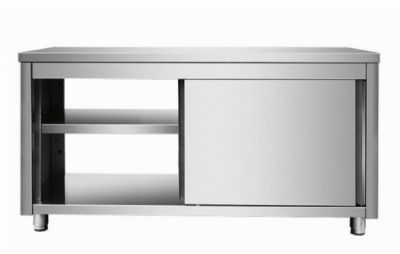 Meuble traversant inox avec portes coulissantes - 1600x700x850mm Meuble traversant inox avec portes coulissantes - 1600x700x850mm