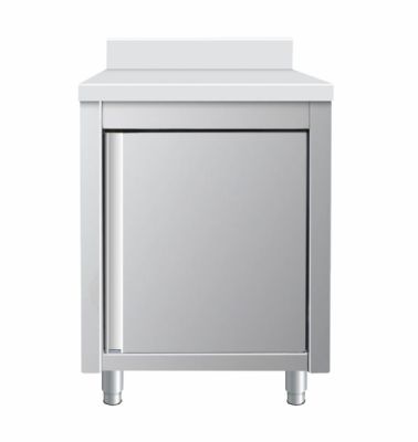 Meuble bas en inox 1 porte battante avec dosseret - 600x600x850+100mm Meuble bas en inox 1 porte battante avec dosseret - 600x600x850+100mm