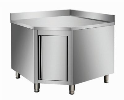 Meuble bas inox angulaire avec porte battante et dosseret - profondeur 700mm Meuble bas inox angulaire avec porte battante et dosseret - profondeur 700mm