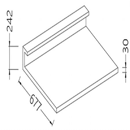 Option: Plan acier inox aisi 304 scotch-brite avec prdisposition pour tablette service P 677 mm