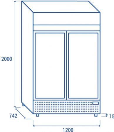 Armoire  boissons positive +0C +7C 1082 L 2 portes vitre avec canopy - 1200x792x2000 mm