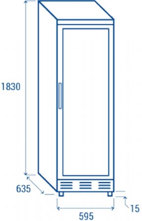 Armoire positive +1C  +12C  blanche pour boissons 1 porte vitre poigne incurv 350L - 595x635x1830 mm