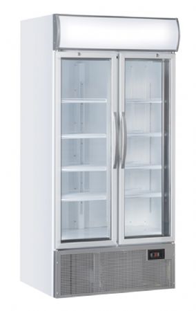 Armoire positive +1 / +10  professionnelle blanche pour boissons 2 portes battantes vitres 882 litres - 1000x792x2000 mm