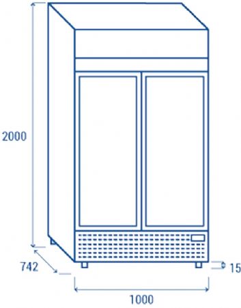 Armoire positive +1 / +10  professionnelle blanche pour boissons 2 portes coulissantes vitres 795 litres - 1000x792x2000 mm