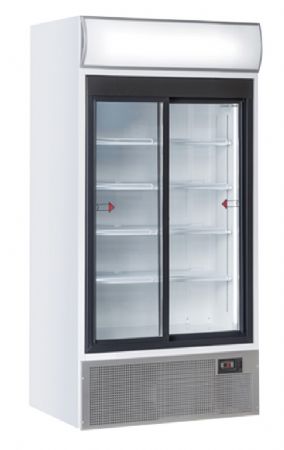 Armoire positive +1 / +10  professionnelle blanche pour boissons 2 portes coulissantes vitres 795 litres - 1000x792x2000 mm