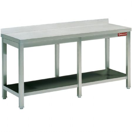 Table de travail avec sous tablette + bord arrire  2200x600x880/900(+85) mm