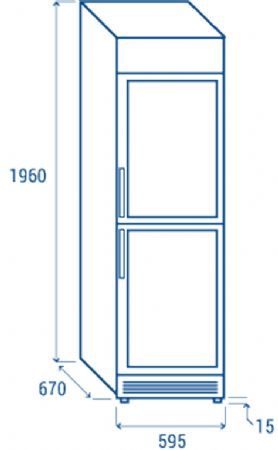 Armoire rfrigre blanche pour boissons porte  2 battants vitres + panneau publicitaire 350L - 595x670x1960 mm