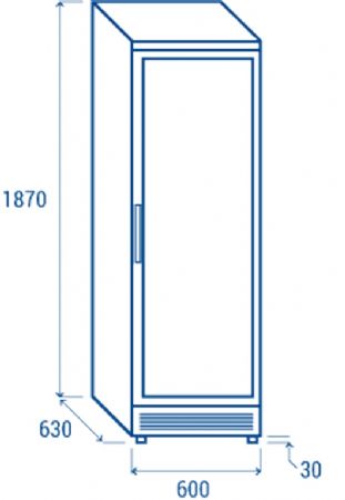 Armoire rfrigre professionnel ngatif -15  -20C avec porte vitre - 300 L - 600x630x1870 mm