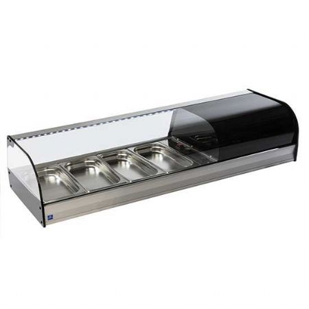 Prsentoir professionnelle rfrigre pour tapas avec vitre curbe 4x GN 1/3 hauteur 40 mm