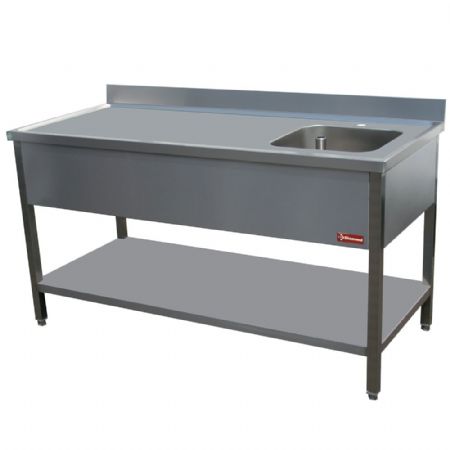 Table de chef 1 cuve 400x400h250 Dx g.+   1800x700x880/900(+85) mm