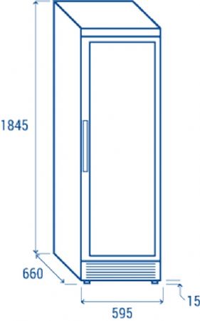 Cave  vins argent 1 porte vitre 350L - 595x660x1845 mm