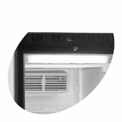 Vitrine conglateur verticale professionnelle blanche et noire avec 1 porte vitre chauffante 270 L - 595 x 640 x 1840 mm