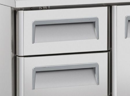 Soubassement rfrigr positif -2 - +8 professionnel 4 tiroirs inox 181 litres gaz r290 - 1367x700x650 mm