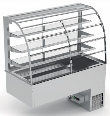 Vitrine murale de distribution encastrable 3 GN 1/1-150 avec clapets battants self-service - 1130x715x830 mm