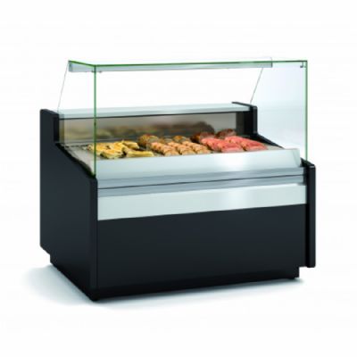 Vitrine saladette snacking vitre bombe avec chaleur sche - 1305x1100x1235 mm