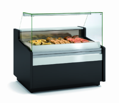 Vitrine saladette snacking vitre double droite avec chaleur sche - 1305x1100x1235 mm