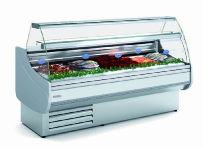 Vitrine  poissons courbe positive -1/+5 C avec rserve - 1305x940x1235 mm