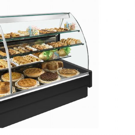 Vitrine de comptoir rfrigr, statique, chargement  tiroirs, vitre courbe, sans rserve - NOIR 2200x980x1237 mm