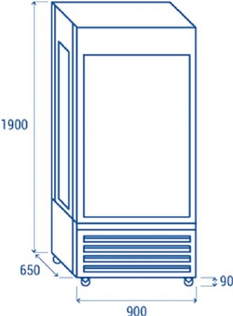 Vitrine rfrigre panoramique professionnelle ngative noire versus 4 faces vitres 600 litres - 900x650x1900 mm