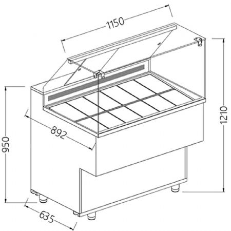 Vitrines  glaces 1150x892x1382 mm