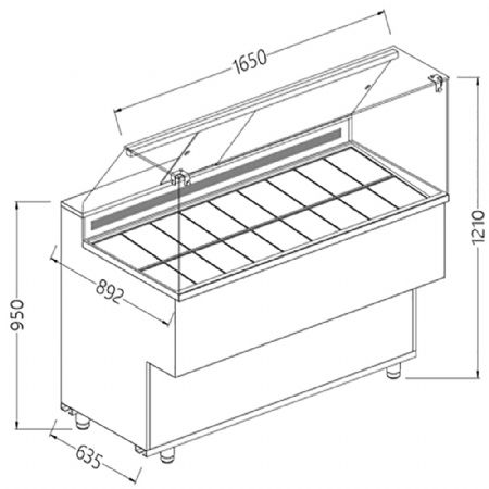 Vitrines  glaces 1650x892x1382 mm