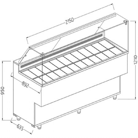 Vitrines  glaces 2150x892x1382 mm