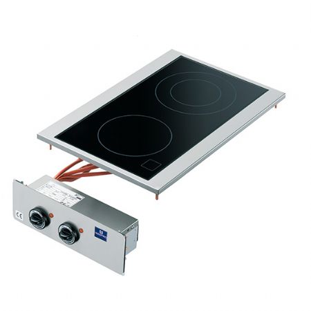 Plan de cuisson professionnel lectrique en vitrocramique intgr 2 plaques