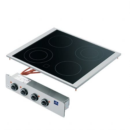 Plan de cuisson professionnel lectrique en vitrocramique intgr 4 plaques