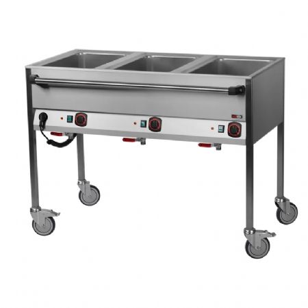 Bain marie pour cuisines professionnelles lectrique 2,1kW - 4 GN 1/1 commande sur le ct long