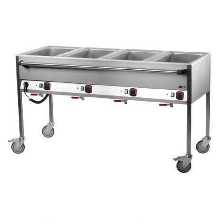 Bain marie pour cuisines professionnelles lectrique 4 GN 1/1 commande sur le ct long