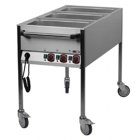 Bain marie pour cuisines professionnelles lectrique 3 GN 1/1 commande sur le ct court