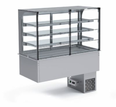 Vitrine droite encastrable pour distribution 3 GN 1/1-150 avec clapets battants self-service - 1080x695x1560 mm