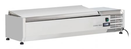 Vitrine horizontale rfrigre GN1/4 inox couvercle acier inox 34L - 1200x335x282 mm