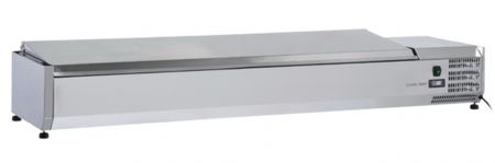 Vitrine horizontale rfrigre GN1/3 inox couvercle acier inox 73L - 1800x395x282 mm