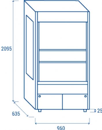 Vitrine murale rfrigre pour viande extrieur bois 426L - 960x635x2095 mm