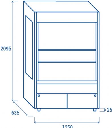 Vitrine murale rfrigre pour viande extrieur bois 564L - 1250x635x2095 mm