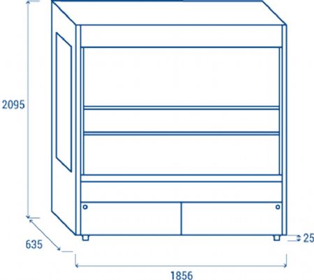 Vitrine murale rfrigre pour viande extrieur bois 852L - 1856x635x2095 mm