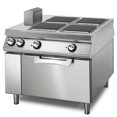 Cuisinire professionnelle lectrique avec 4 plaques sur four lectrique statique contrle sur deux cts