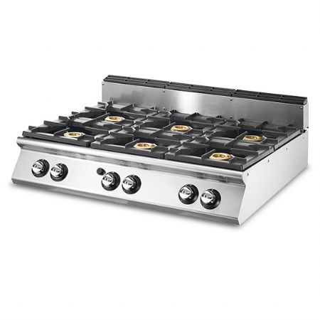 Cuisinire  gaz  poser avec 6 brleurs de 6 kW chacun