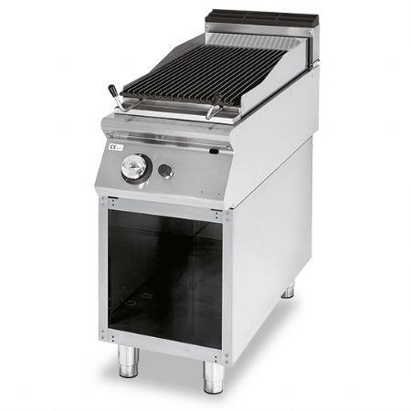 Grill  gaz en pierre lavique zone de cuisson en inox viande/poisson