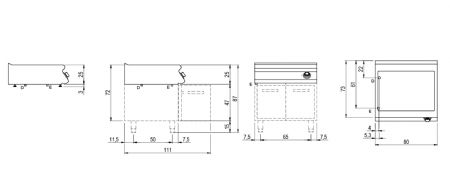 Bain-marie professionnel lectrique  poser GN 2/1