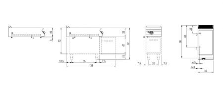 Bain-marie professionnel gaz  poser GN 1/1+1/3