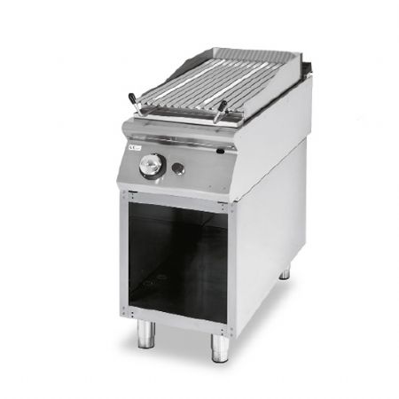 Grillade pro gaz en pierre lavique zone de cuisson en inox viande/poisson