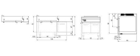 Bain-marie professionnel gaz  poser GN 2/1+2x GN 1/3