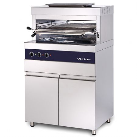 Gril professionnel lectrique 800C avec Gril de 770x470 mm sur meuble avec portes