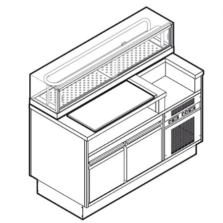 Module professionnel Sushi 1400 mm avec armoire rfrigre et presentoir rfrigre pour sushi