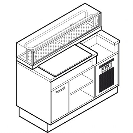 Module professionnel Sushi 1200 mm avec base neutre et poubelle