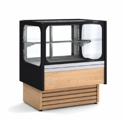 Vitrine basse comptoir snack positive +2/+8 C avec vitre droite et 1 tagre - 1300x710x1100 mm