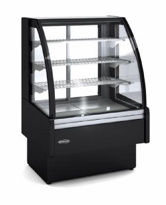 Vitrine chaude comptoir vitre courbe avec 3 tagres - 1310x191x1420 mm